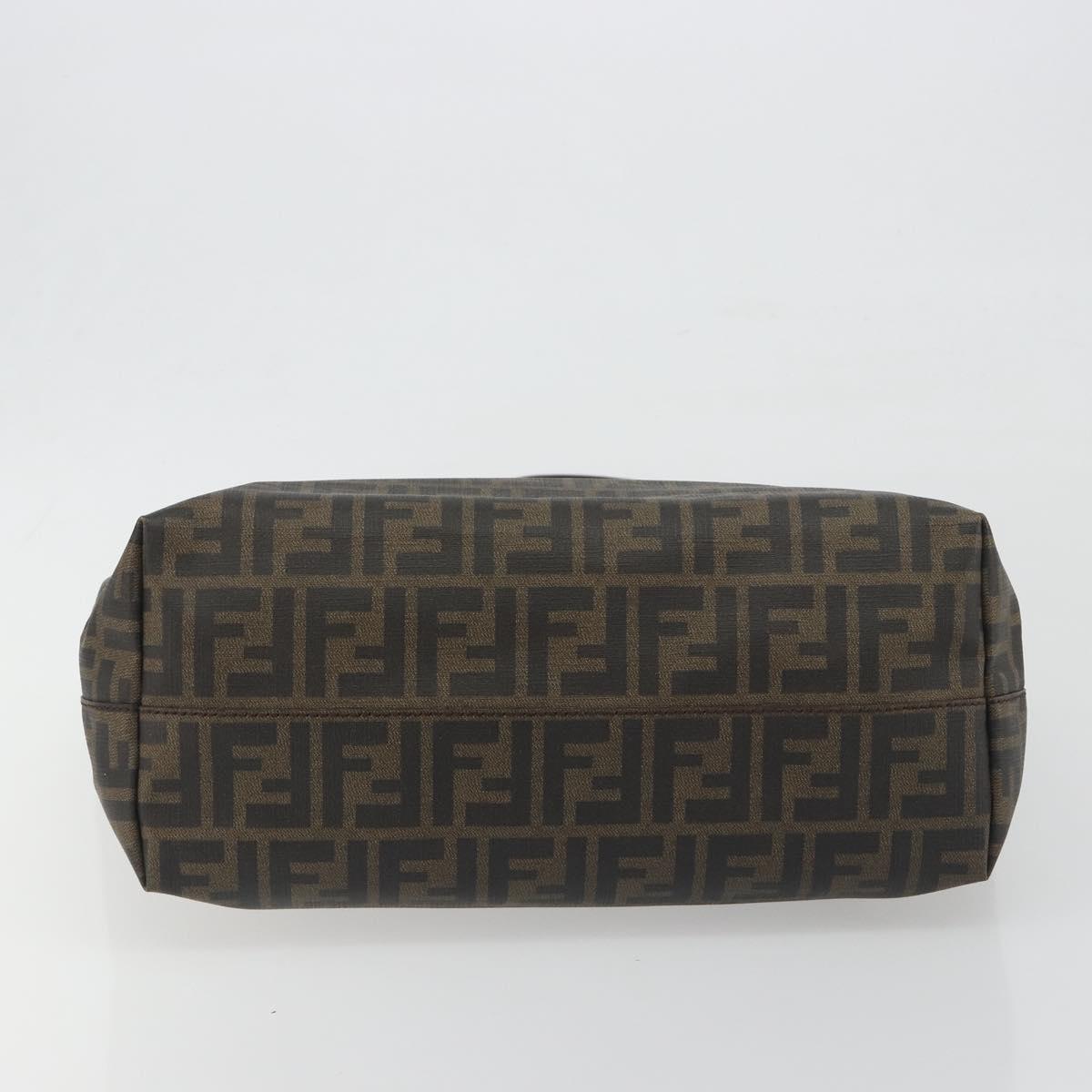 FENDI Zucca Canvas Tote Bag PVC Brown Black Auth 198456