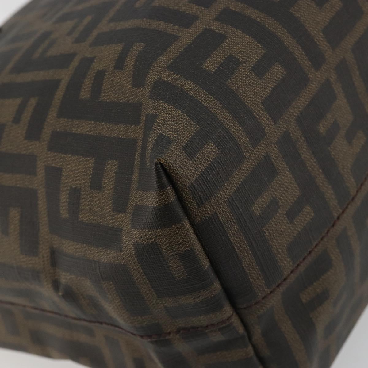 FENDI Zucca Canvas Tote Bag PVC Brown Black Auth 198456