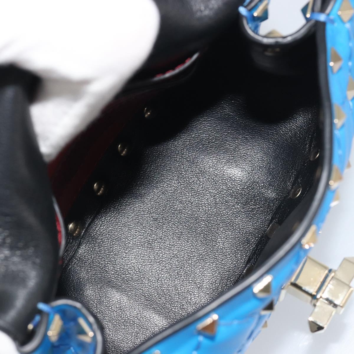 VALENTINO Micro Rockstud Chain Shoulder Bag Leather 2way Blue Auth 198466V