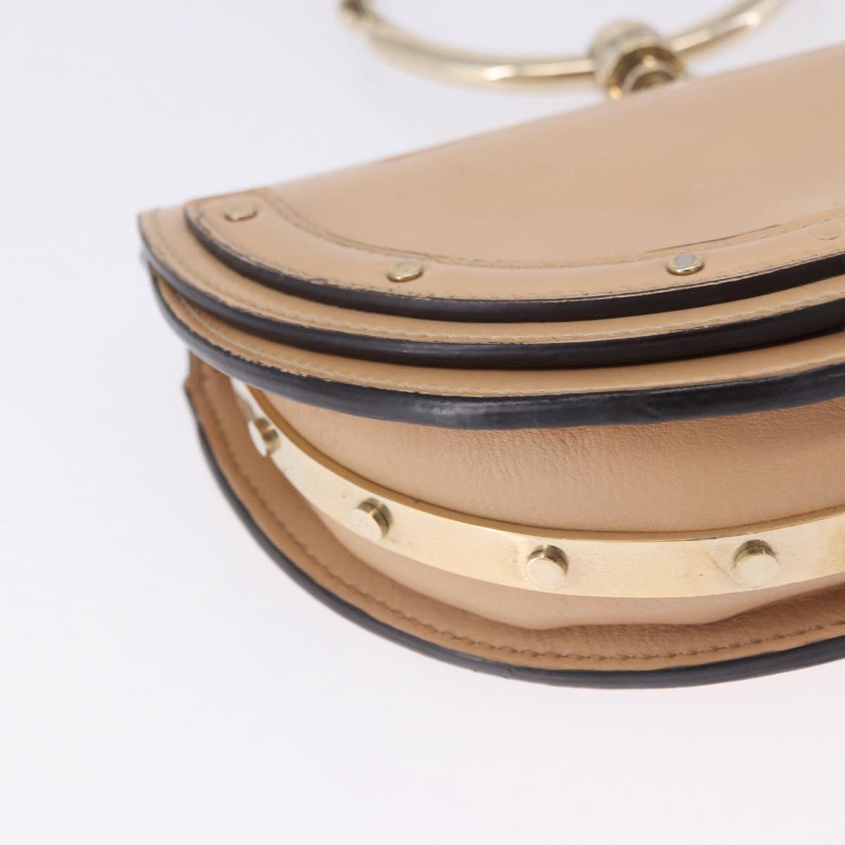 Chloe Nile Minaudière Hand Bag Patent Beige Gold Tone Auth 198468A