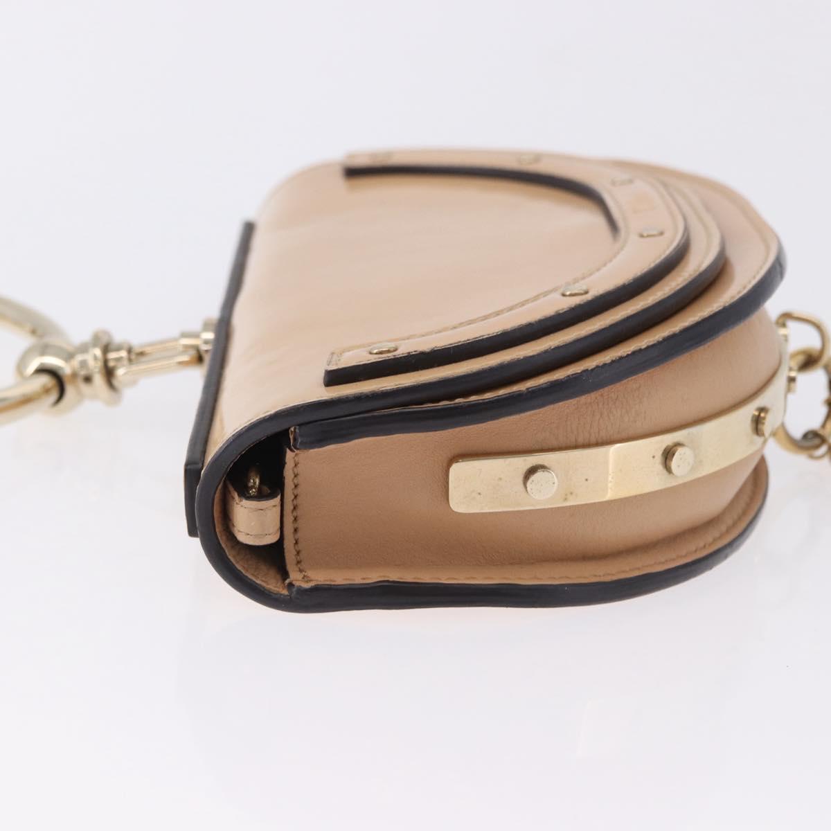 Chloe Nile Minaudière Hand Bag Patent Beige Gold Tone Auth 198468A