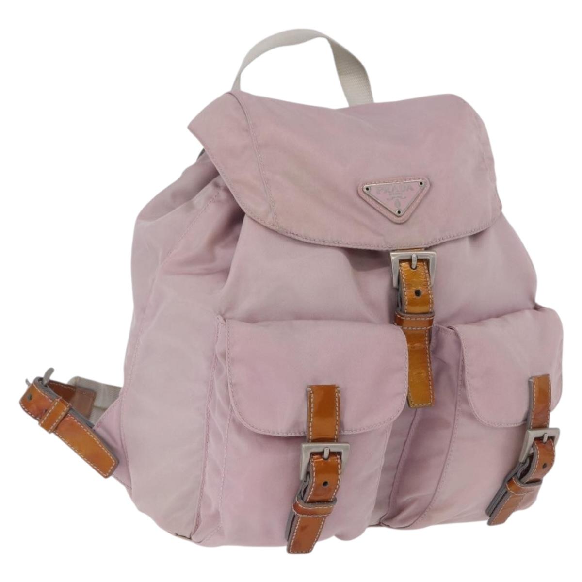 PRADA Backpack Nylon Pink Silver Auth 198471