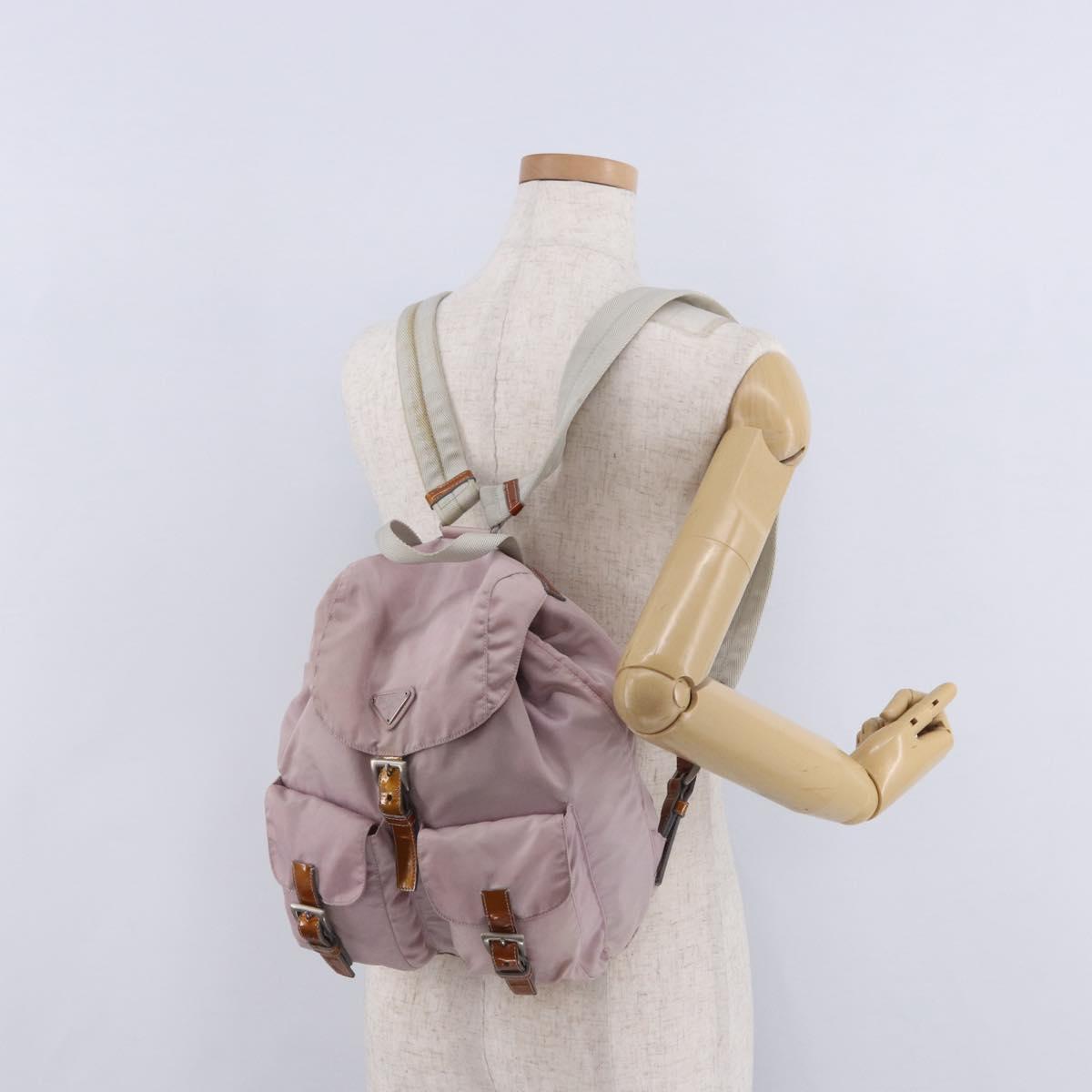PRADA Backpack Nylon Pink Silver Auth 198471