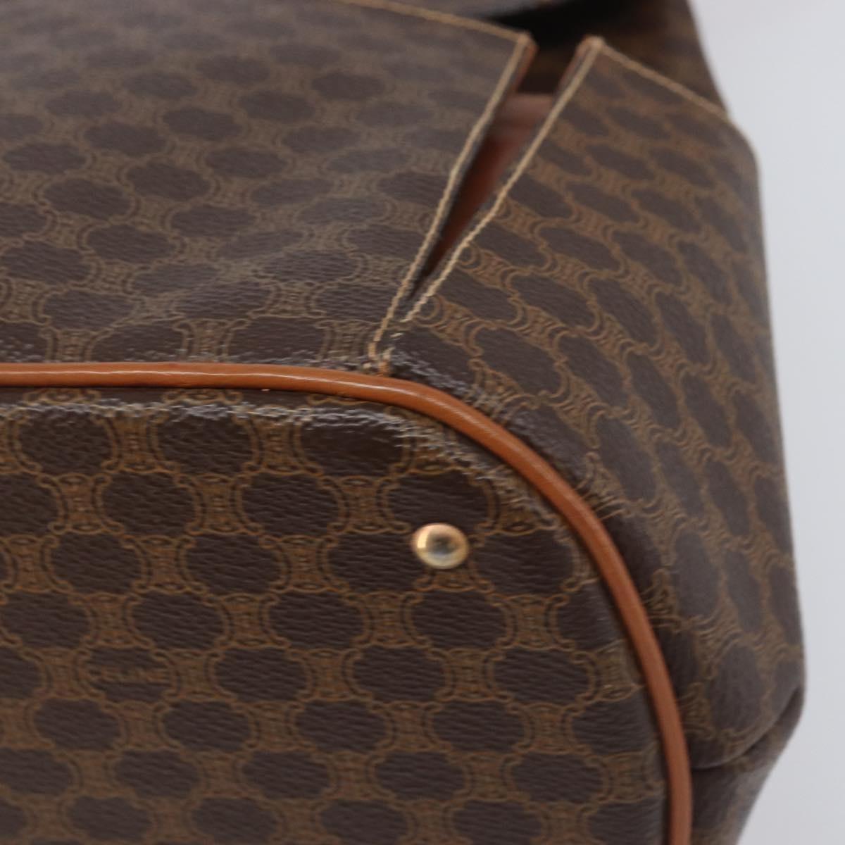 CELINE Macadam Shoulder Bag PVC Leather Brown Gold Tone Auth 198476