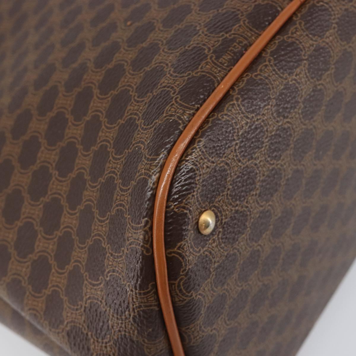 CELINE Macadam Shoulder Bag PVC Leather Brown Gold Tone Auth 198476