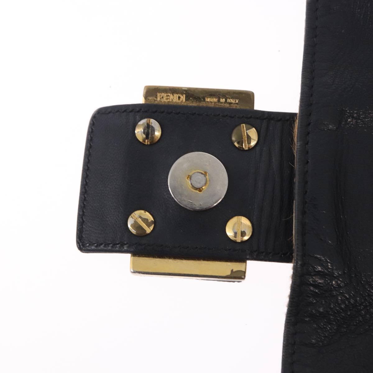 FENDI Mamma Baguette Shoulder Bag Harako leather Beige Black Auth 198478A