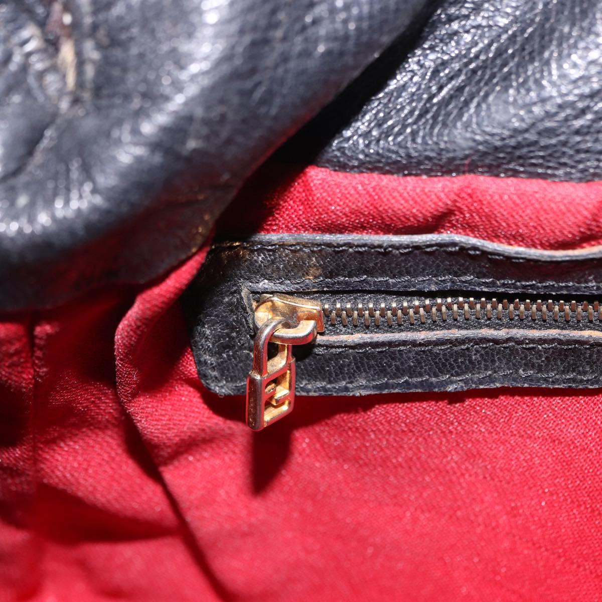 FENDI Mamma Baguette Shoulder Bag Harako leather Beige Black Auth 198478A