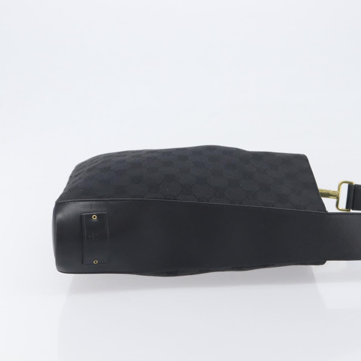 GUCCI GG Canvas Shoulder Bag Black Gold Tone 91761 Auth 198480A