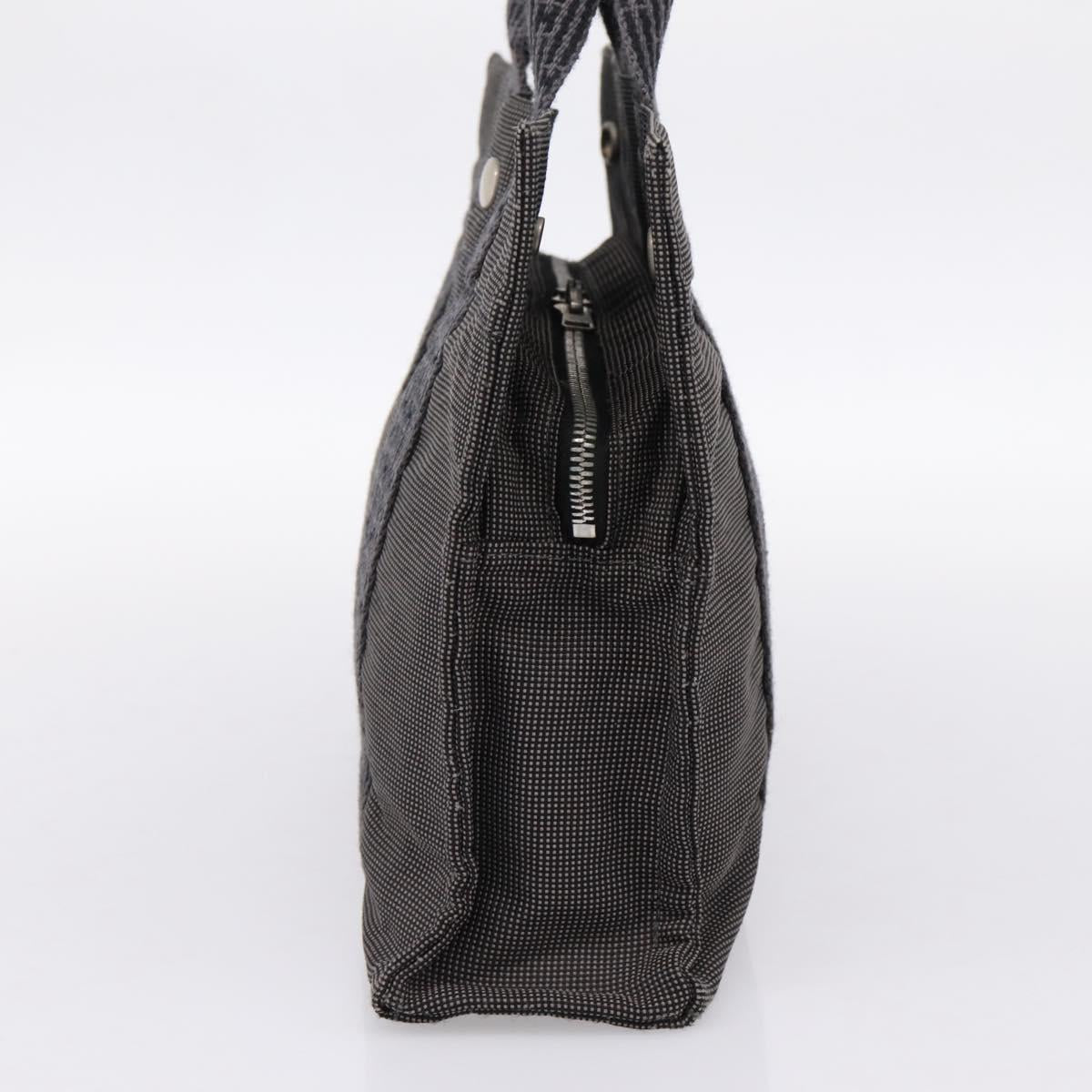 HERMES Her Line PM Hand Bag Canvas Gray Silver Auth 198484A