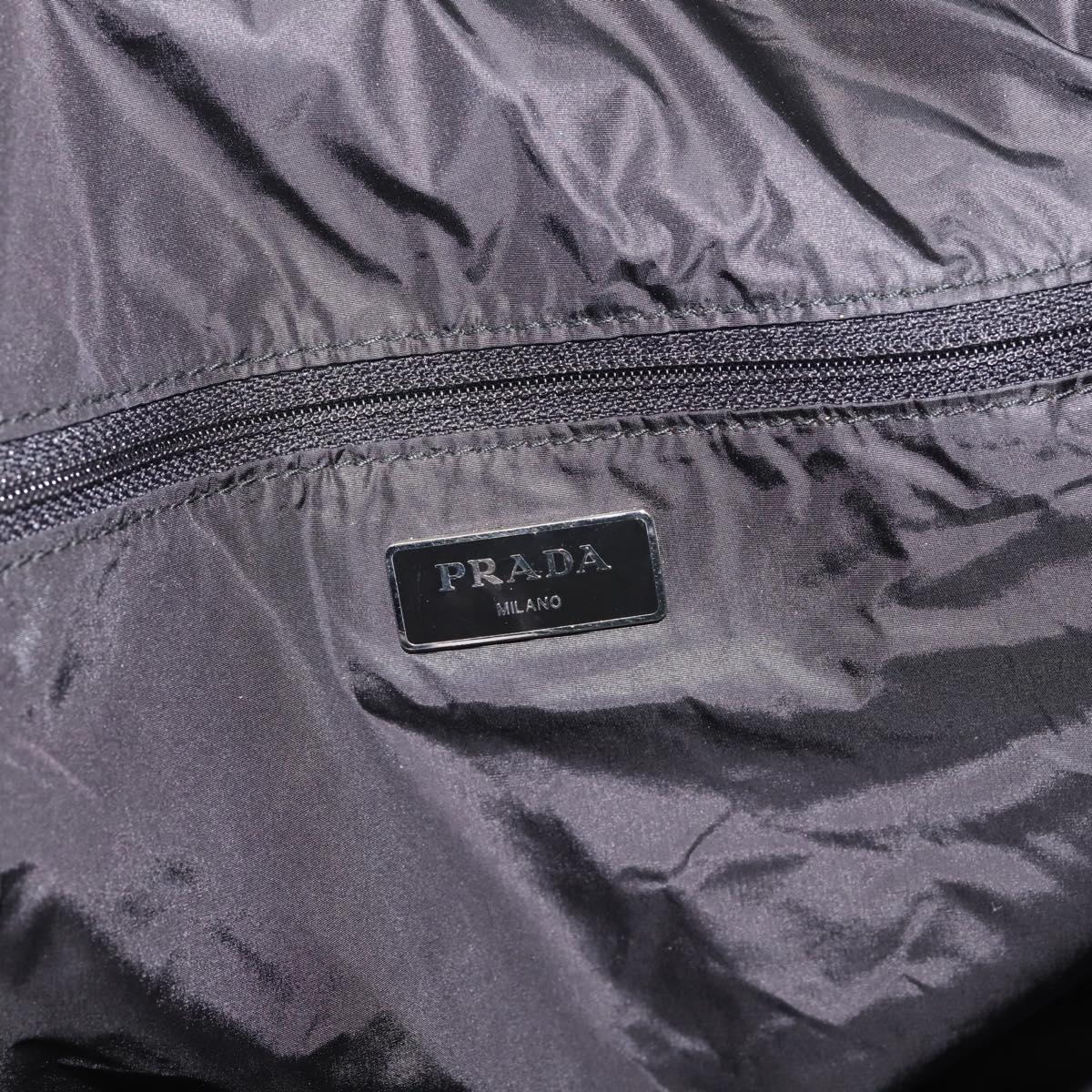PRADA Tote Bag Nylon Ivory Black Auth 198485A