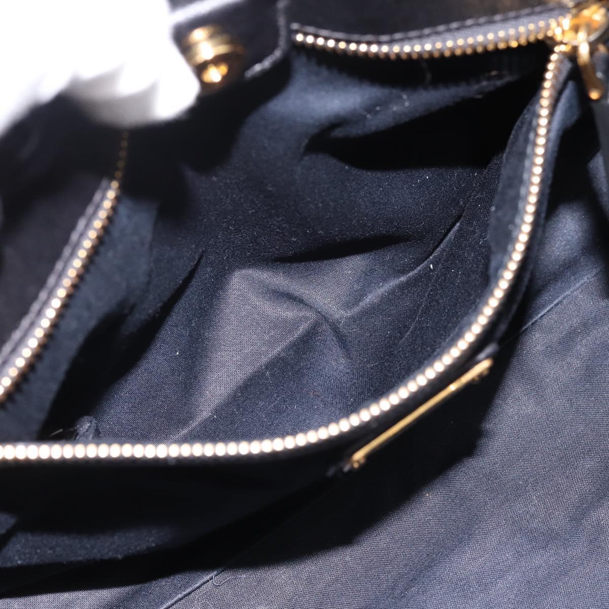 Miu Miu Vitellolux Hand Bag Leather 2way Black Gold Tone Auth 198490V