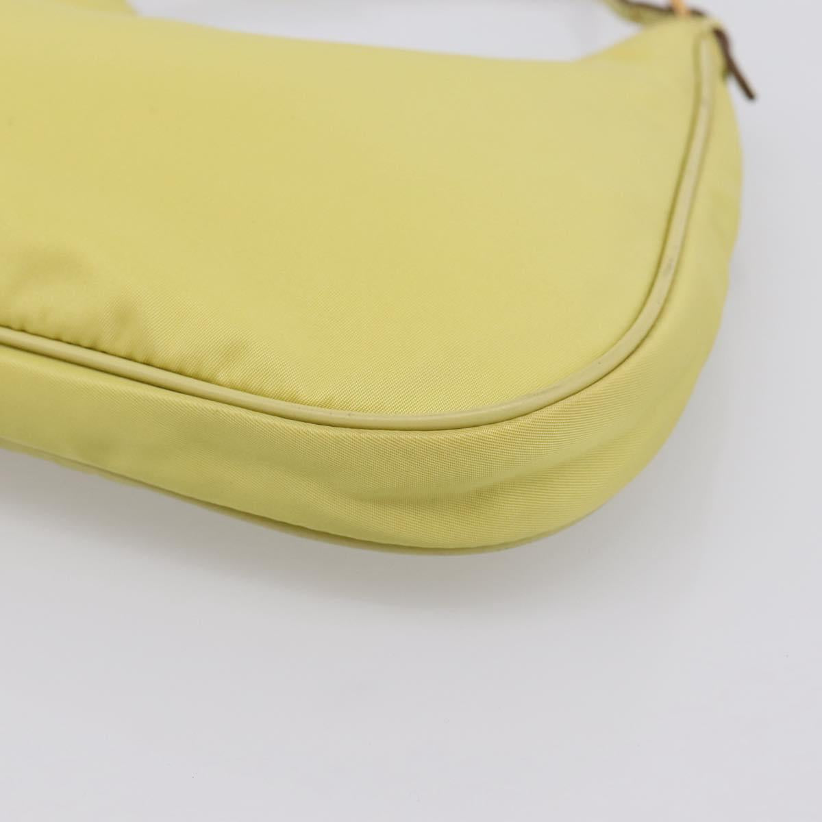 PRADA Chain Shoulder Bag Nylon Yellow Gold Tone Auth 198491A