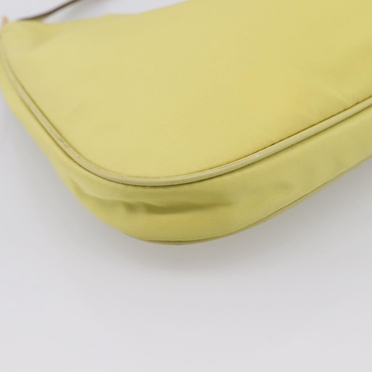 PRADA Chain Shoulder Bag Nylon Yellow Gold Tone Auth 198491A
