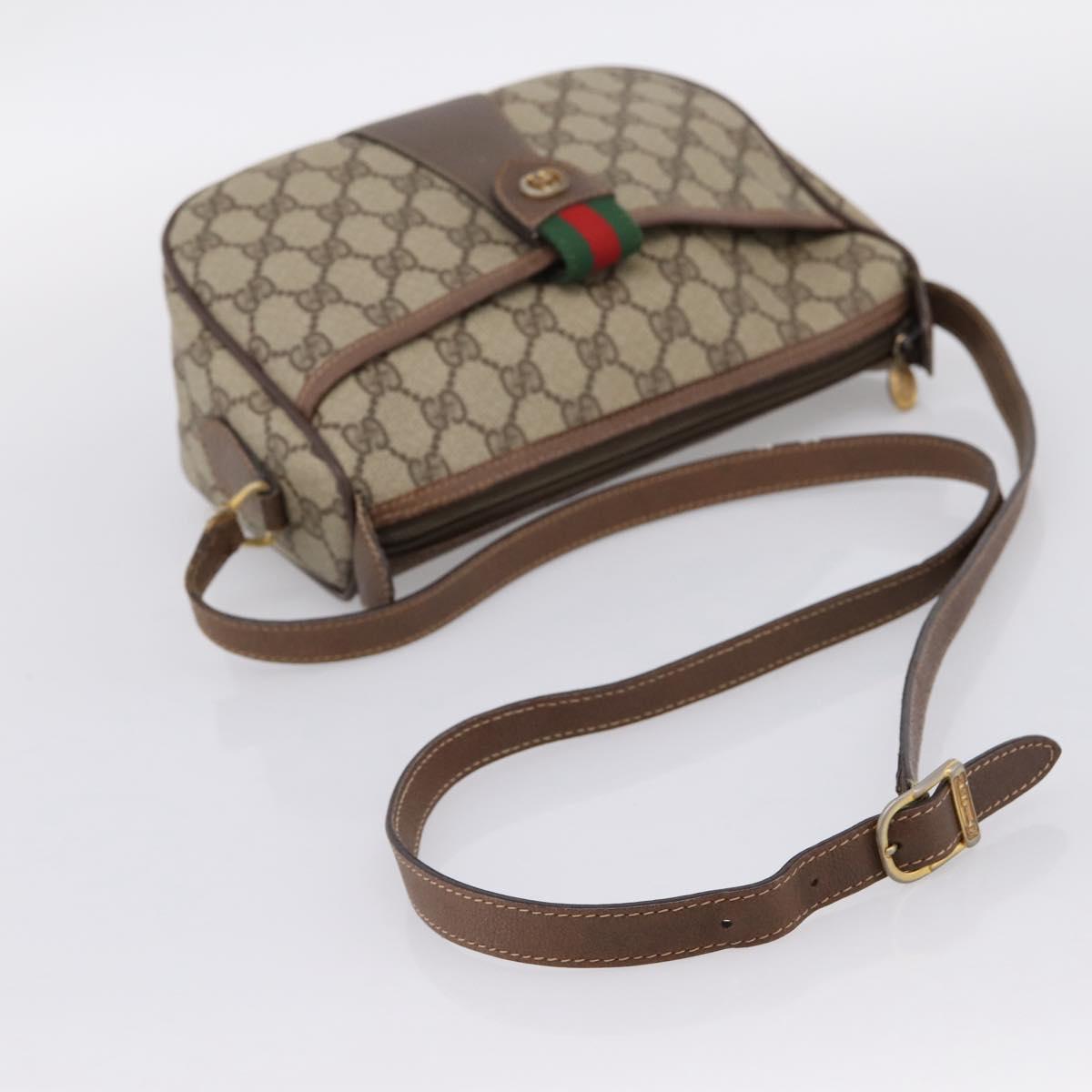 GUCCI GG Supreme Web Sherry Line Shoulder Bag PVC Beige 001 123 4002 Auth 198493