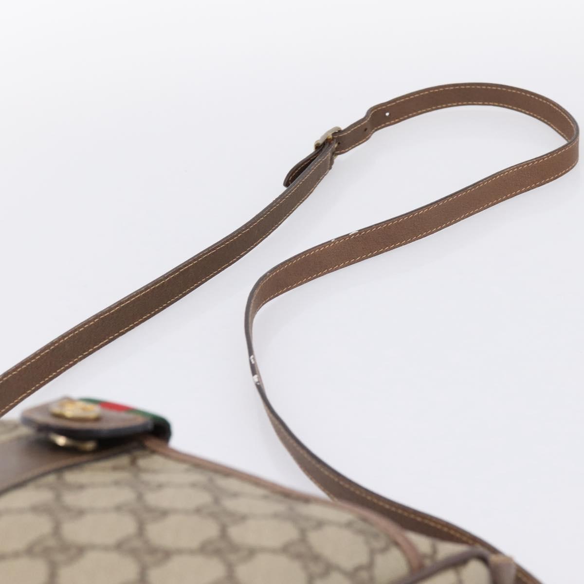 GUCCI GG Supreme Web Sherry Line Shoulder Bag PVC Beige 001 123 4002 Auth 198493