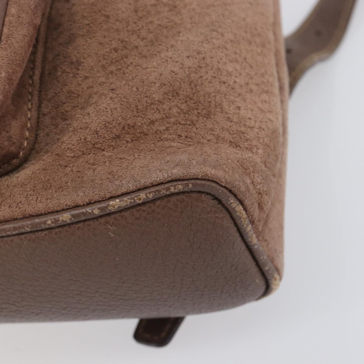 GUCCI Bamboo Backpack Suede Brown Gold Tone 003 2058 0030 Auth 198495