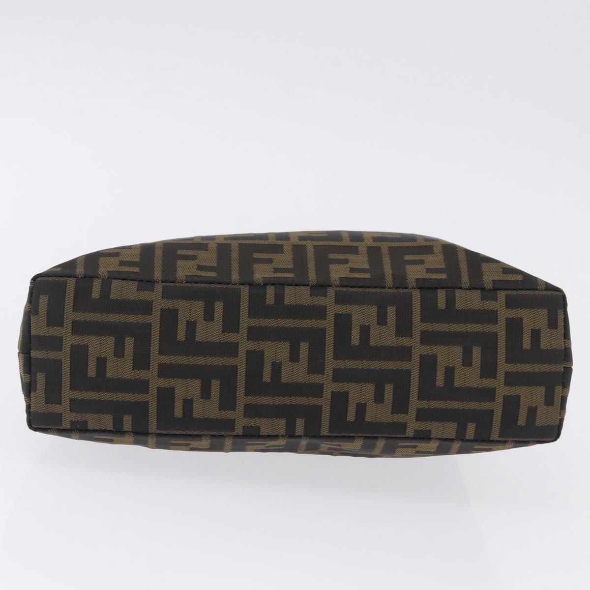 FENDI Zucca Canvas Hand Bag Brown Gold Tone Auth 198500V