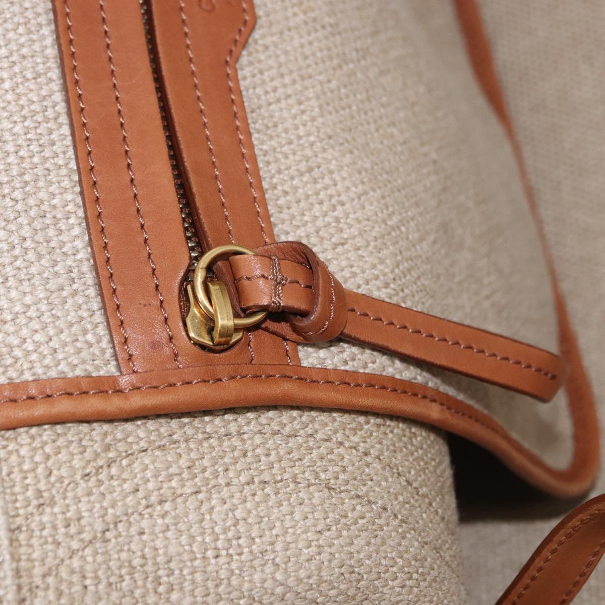 CELINE Luggage Phantom Hand Bag Canvas Beige Gold Tone Auth 198501A