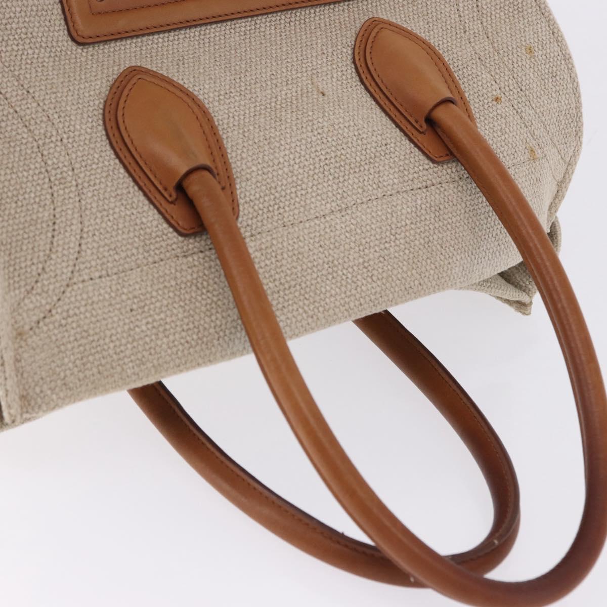 CELINE Luggage Phantom Hand Bag Canvas Beige Gold Tone Auth 198501A