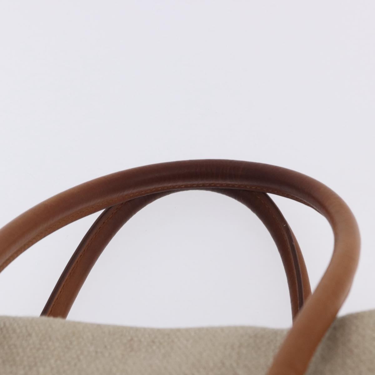 CELINE Luggage Phantom Hand Bag Canvas Beige Gold Tone Auth 198501A