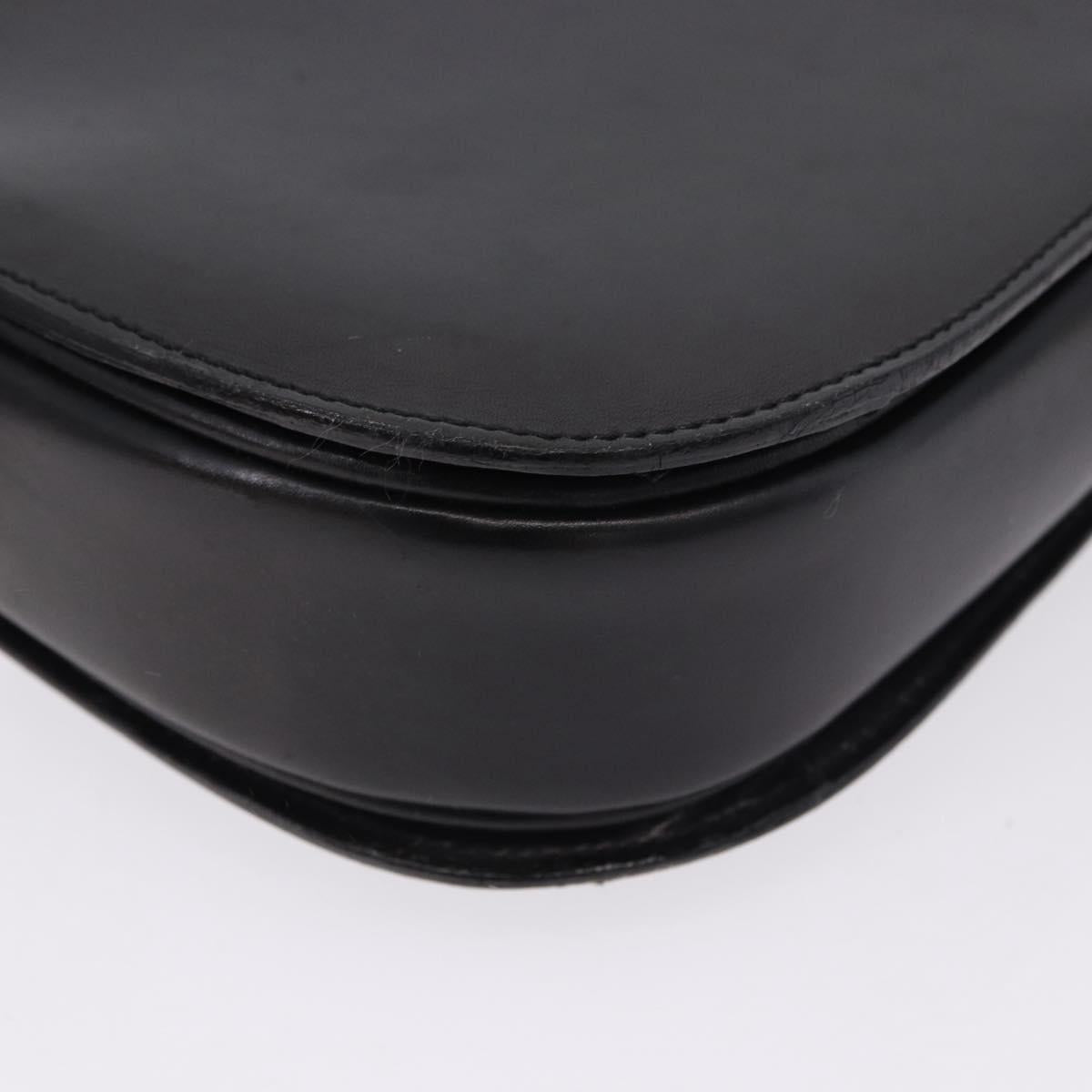 CELINE Horse Carriage Shoulder Bag Leather Black Gold Tone Auth 198510