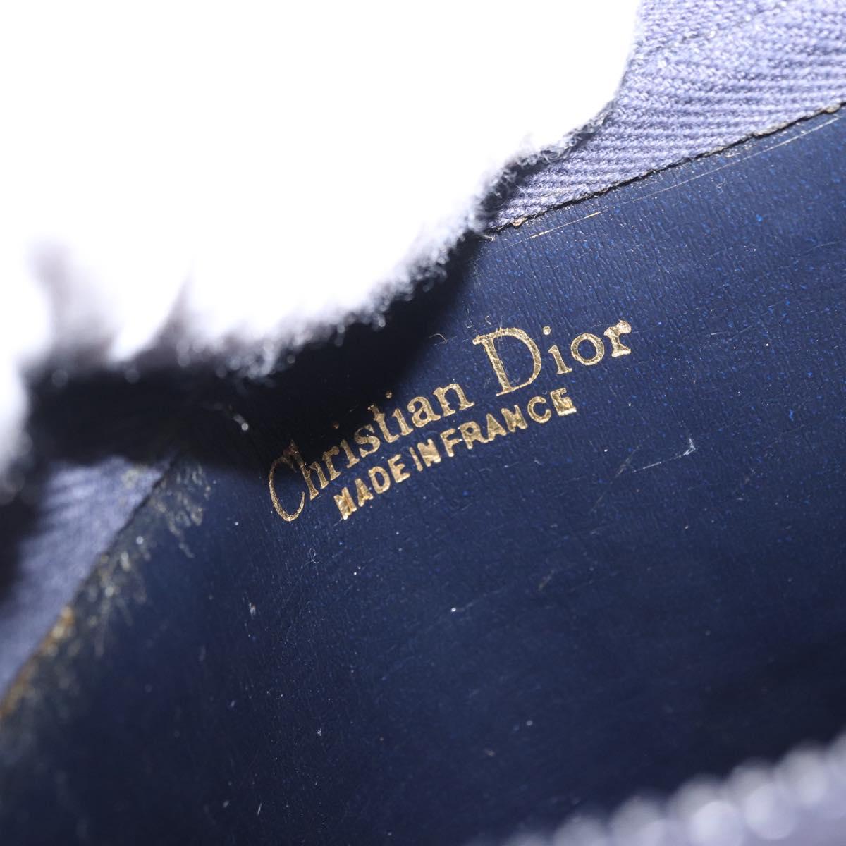 Christian Dior Trotter Canvas Shoulder Bag Navy Gold Tone Auth 198511A