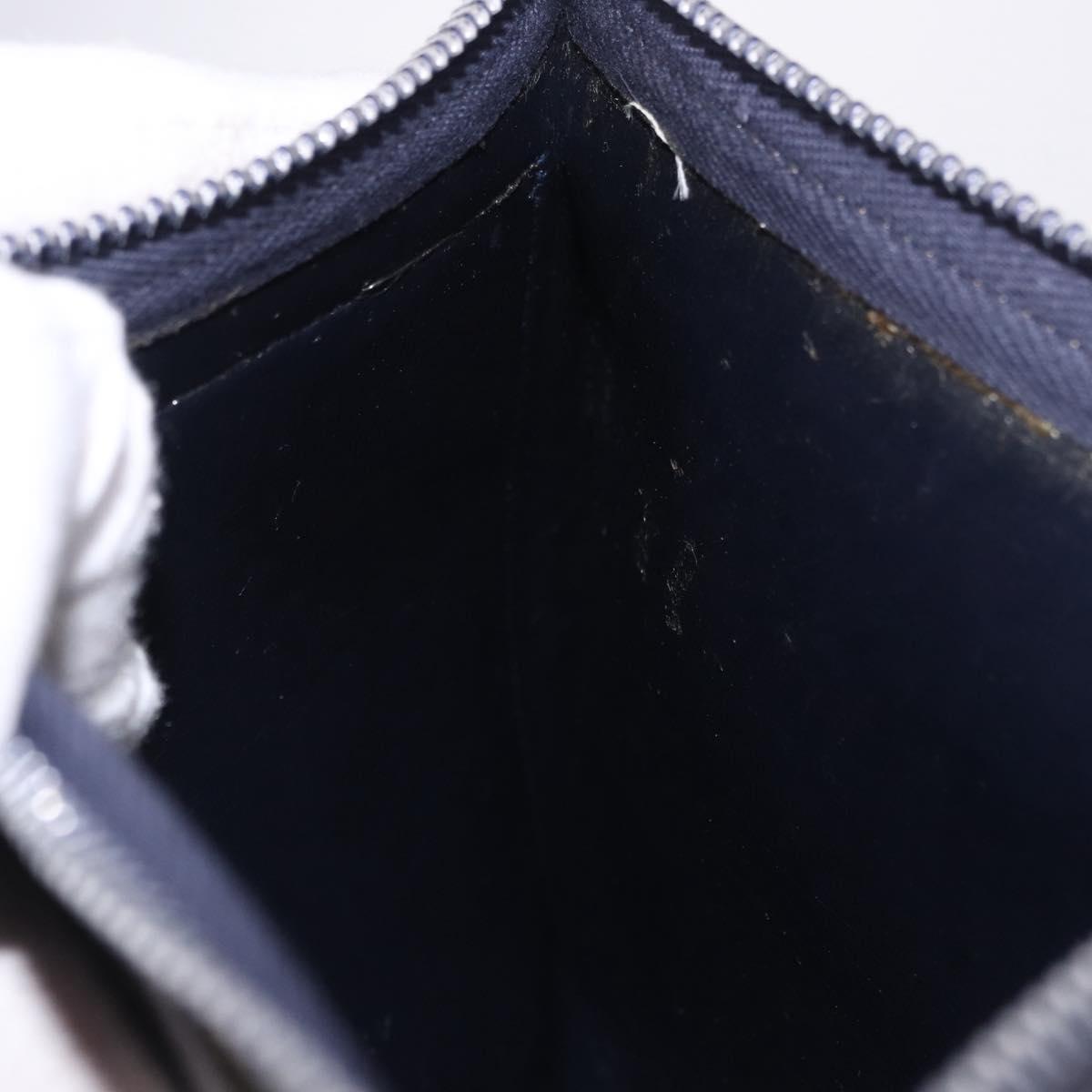 Christian Dior Trotter Canvas Shoulder Bag Navy Gold Tone Auth 198511A