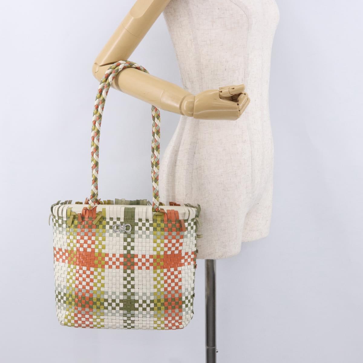 Salvatore Ferragamo Gancini Tote Bag Leather Multicolor Silver Auth 198515A