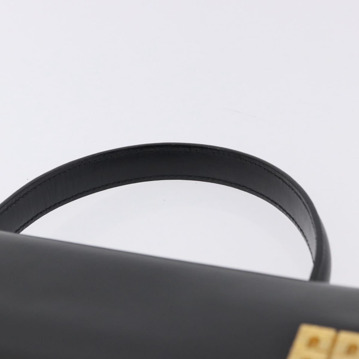 CELINE Hand Bag Leather Black Gold Tone Auth 198516V