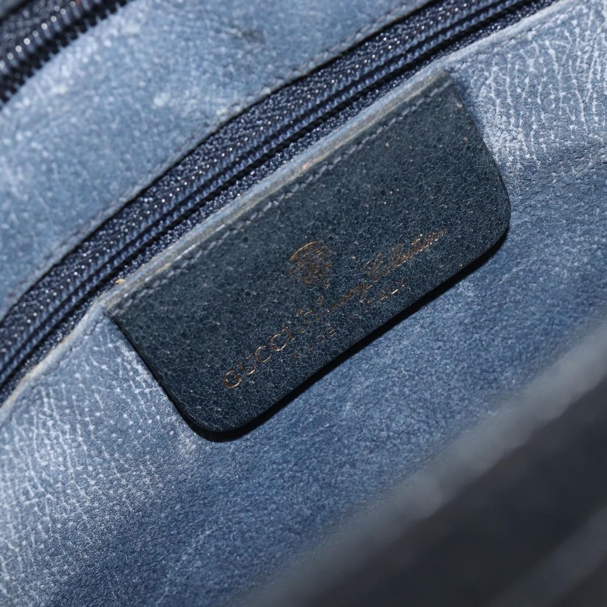 GUCCI GG Supreme Sherry Line Shoulder Bag PVC Navy Gold 904 02 035 Auth 198517