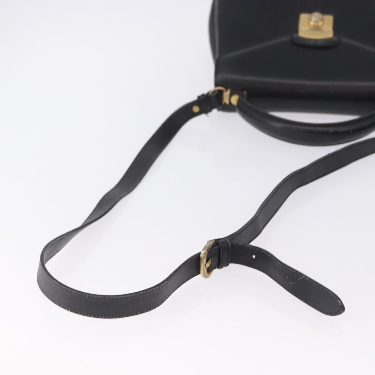 Salvatore Ferragamo Hand Bag Leather 2way Black Gold Tone Auth 198519