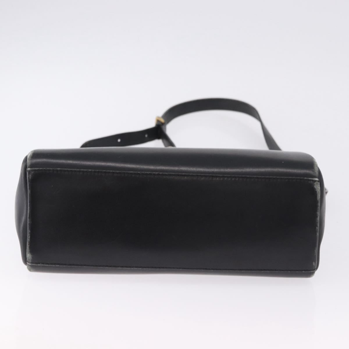 Salvatore Ferragamo Hand Bag Leather 2way Black Gold Tone Auth 198519