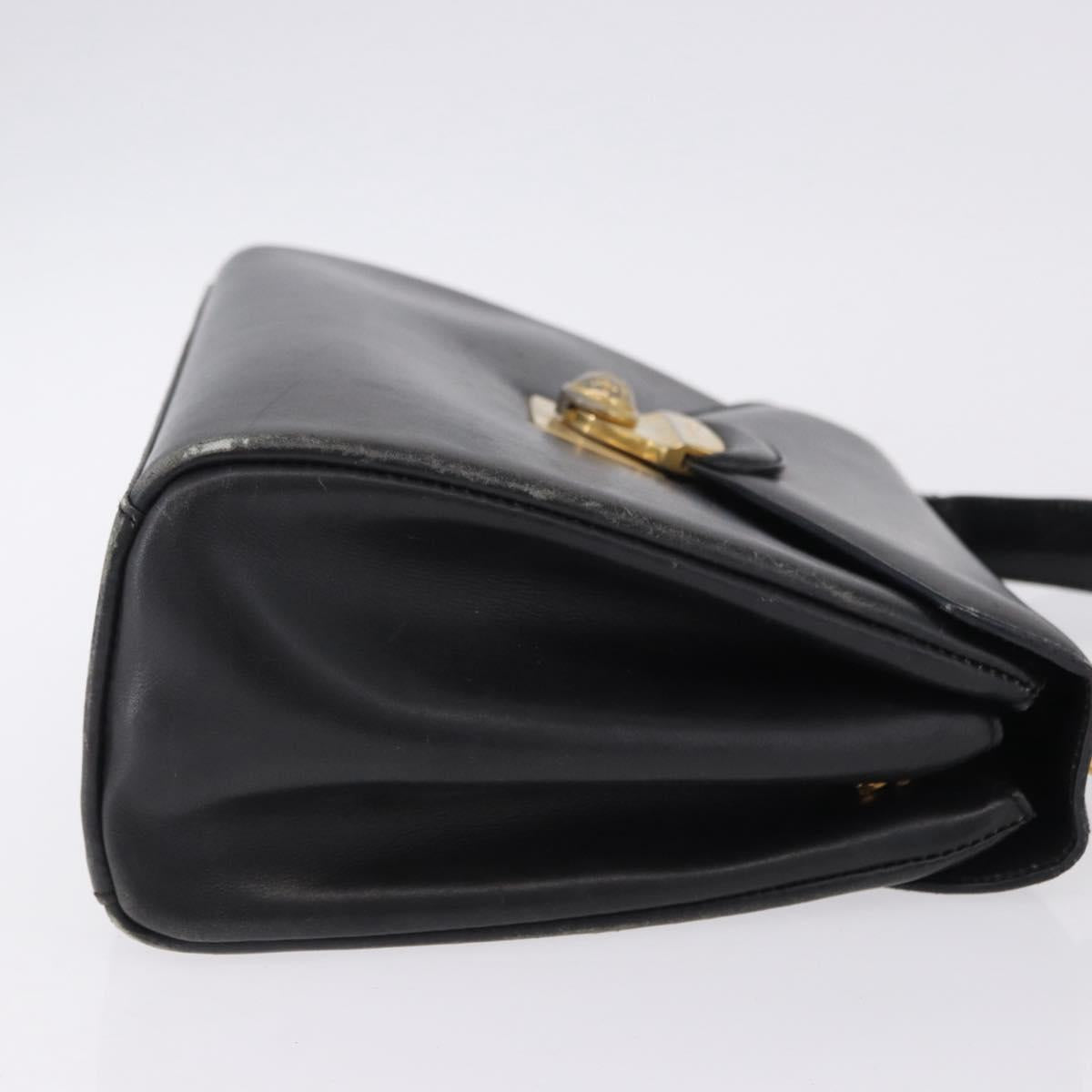 Salvatore Ferragamo Hand Bag Leather 2way Black Gold Tone Auth 198519