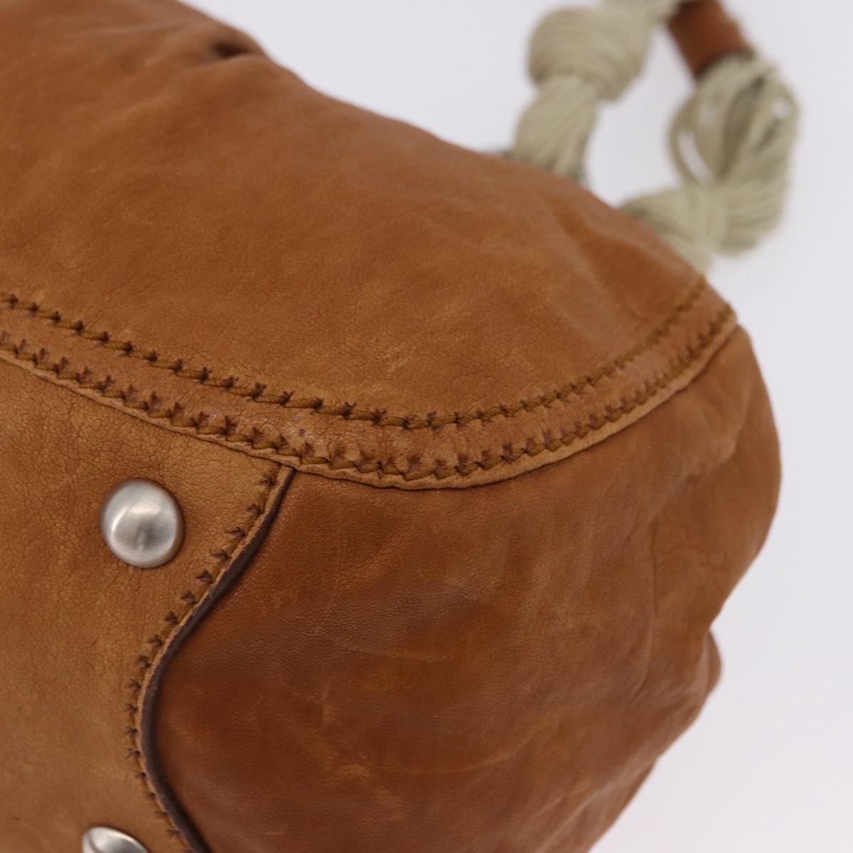 Miu Miu Hand Bag Leather Brown Silver Auth 198523A
