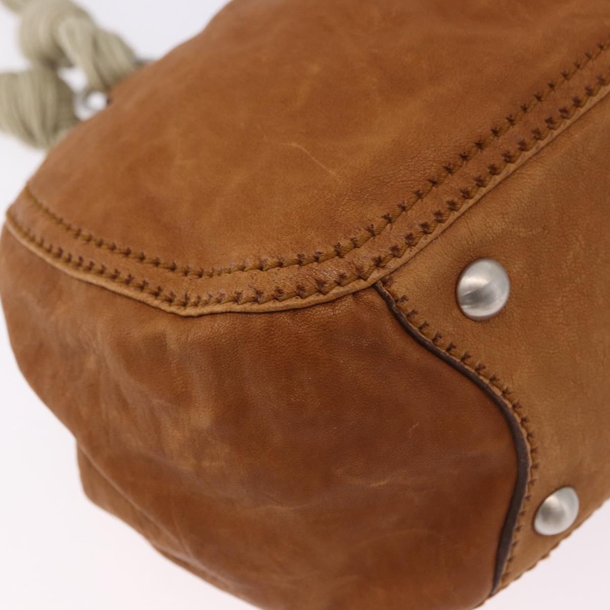 Miu Miu Hand Bag Leather Brown Silver Auth 198523A