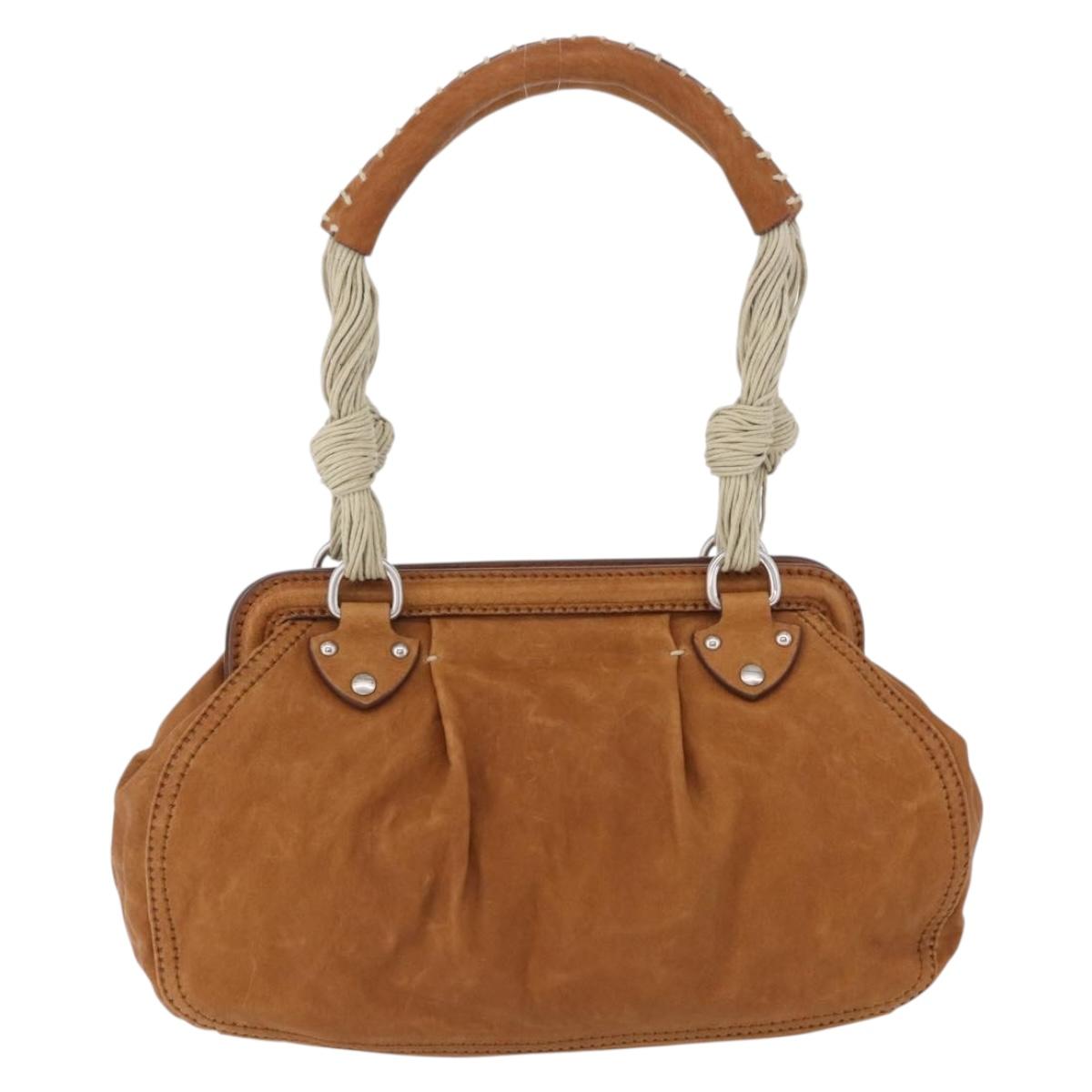 Miu Miu Hand Bag Leather Brown Silver Auth 198523A