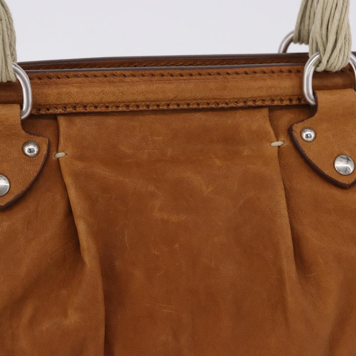 Miu Miu Hand Bag Leather Brown Silver Auth 198523A