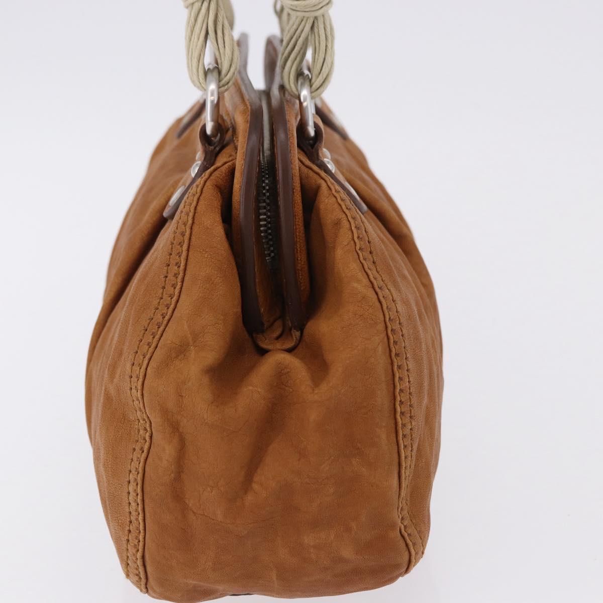 Miu Miu Hand Bag Leather Brown Silver Auth 198523A