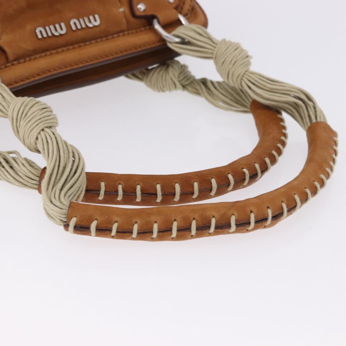Miu Miu Hand Bag Leather Brown Silver Auth 198523A