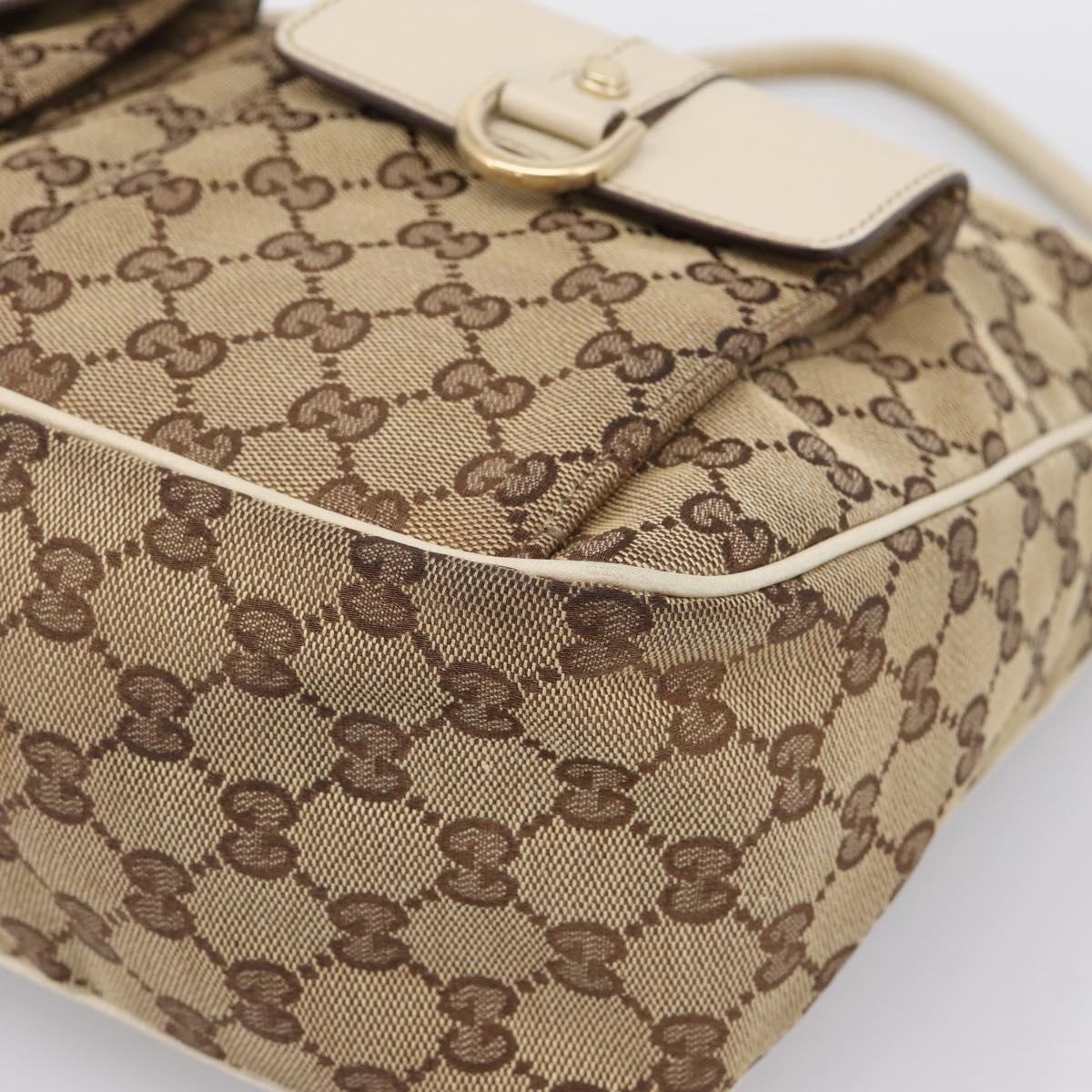 GUCCI GG Canvas Abbey Shoulder Bag Beige Gold Tone 153025 Auth 198524