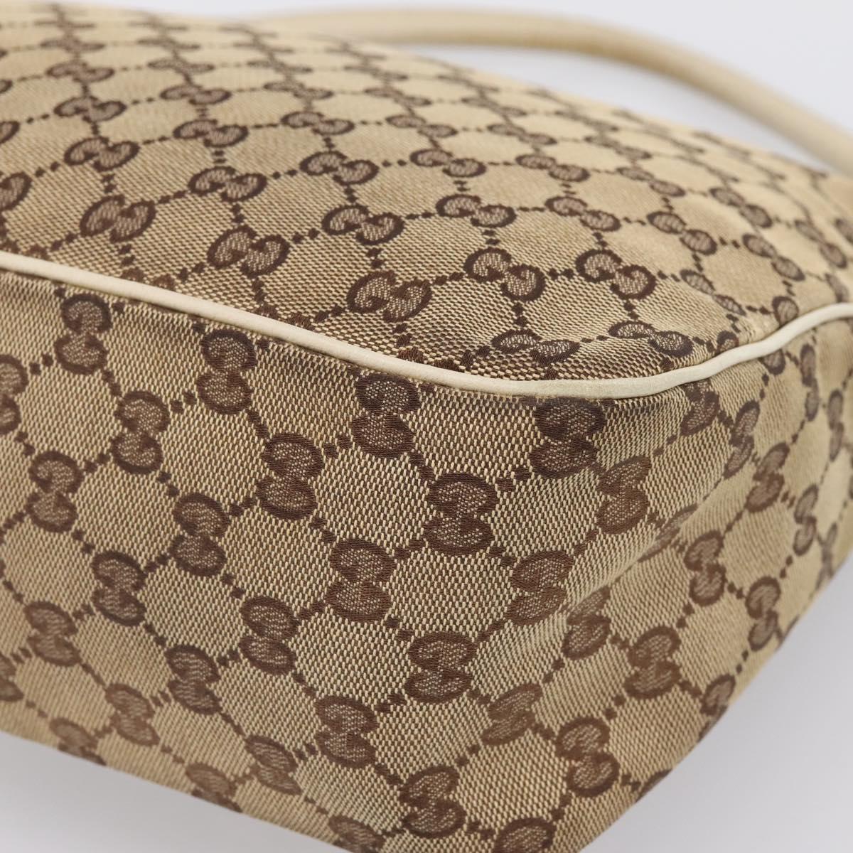 GUCCI GG Canvas Abbey Shoulder Bag Beige Gold Tone 153025 Auth 198524