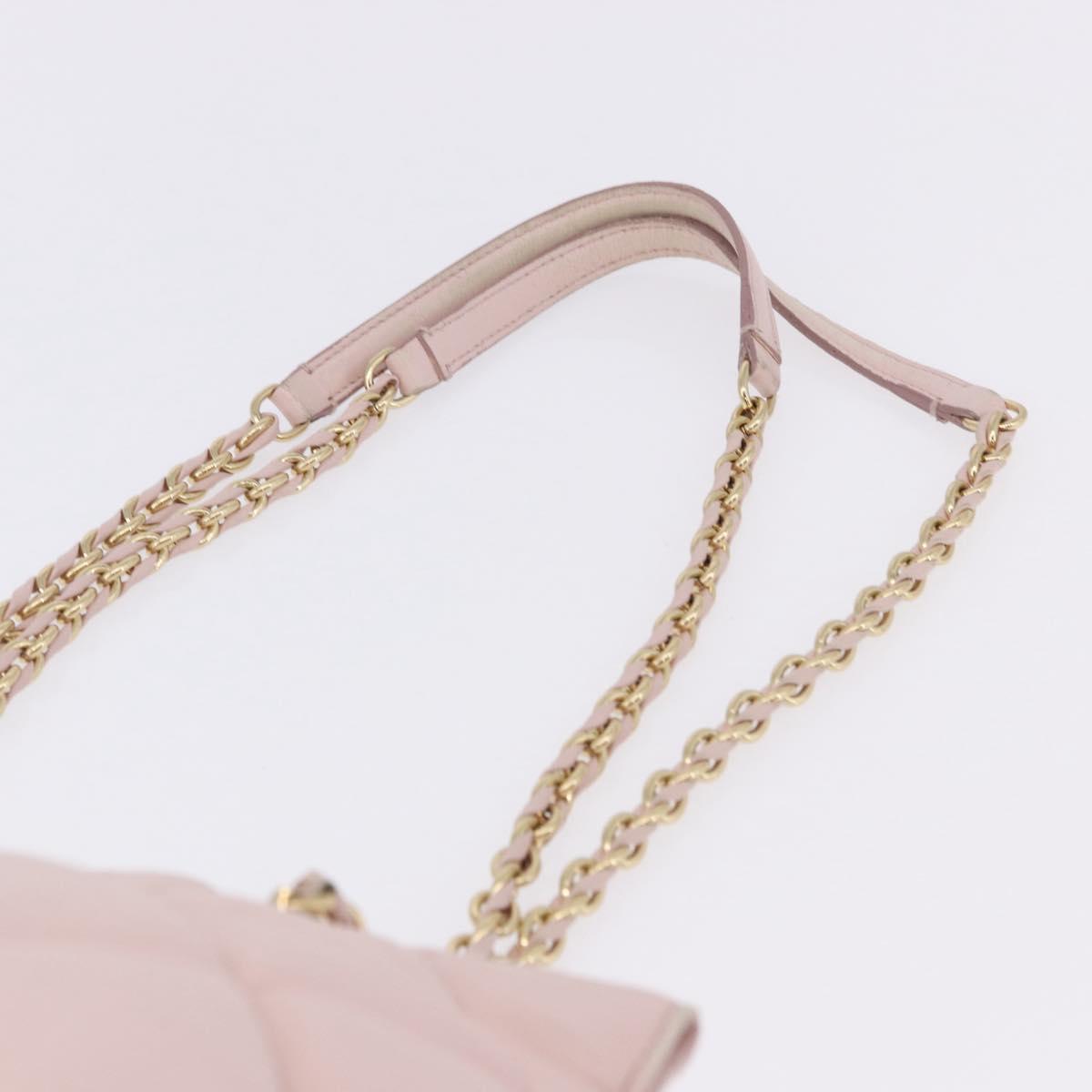 Salvatore Ferragamo Vala Chain Shoulder Bag Leather Pink Gold Tone Auth 198526A