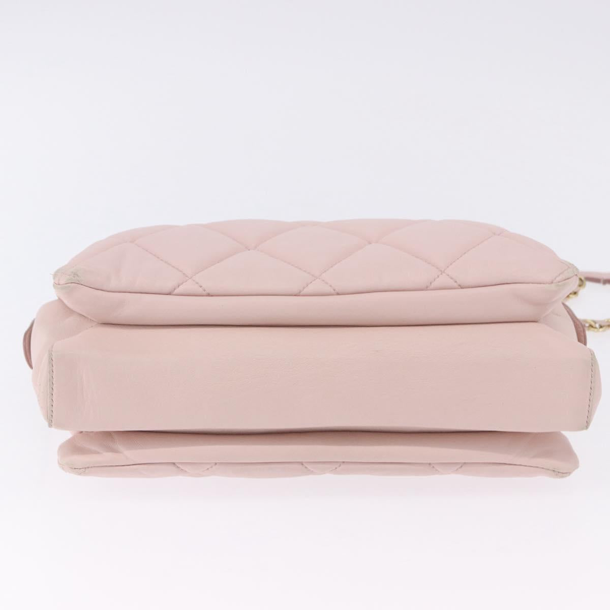 Salvatore Ferragamo Vala Chain Shoulder Bag Leather Pink Gold Tone Auth 198526A