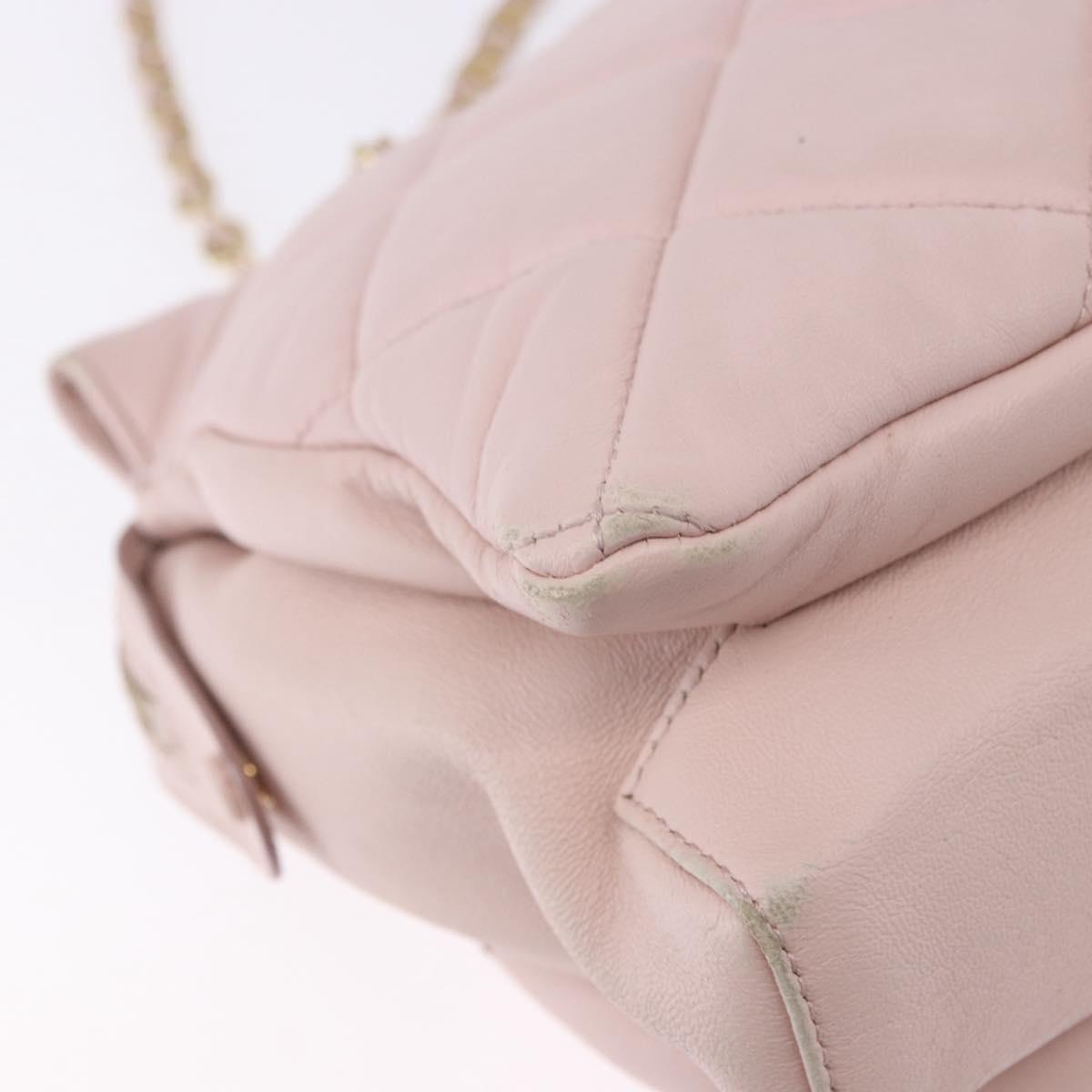 Salvatore Ferragamo Vala Chain Shoulder Bag Leather Pink Gold Tone Auth 198526A