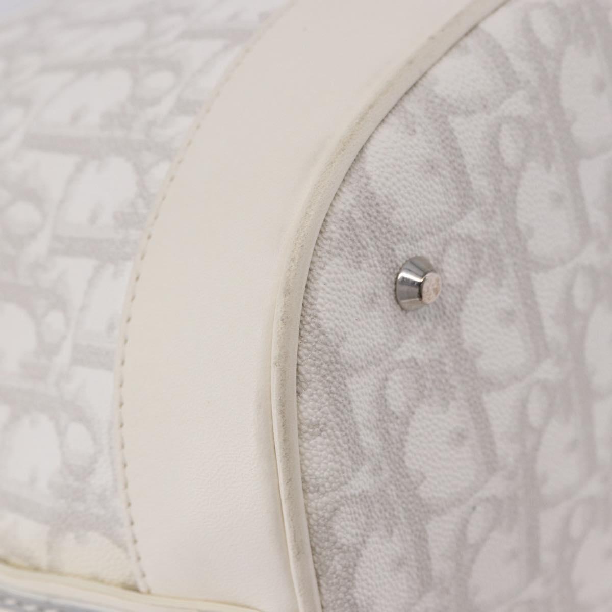 Christian Dior Trotter Romantic Chain Shoulder Bag PVC White Silver Auth 198528V