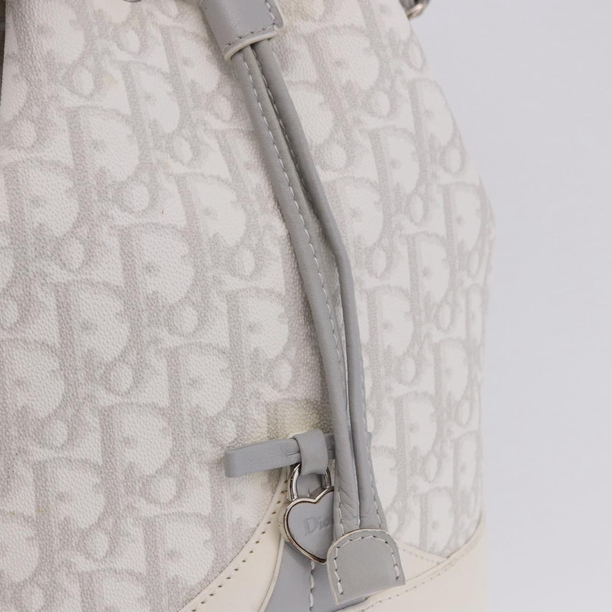 Christian Dior Trotter Romantic Chain Shoulder Bag PVC White Silver Auth 198528V