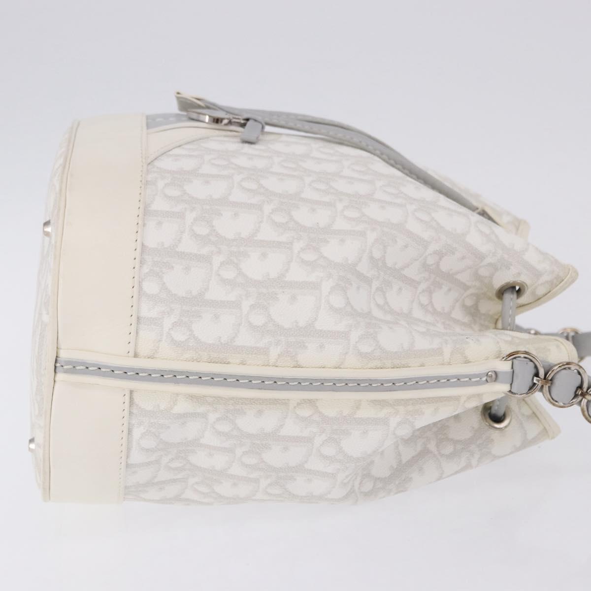 Christian Dior Trotter Romantic Chain Shoulder Bag PVC White Silver Auth 198528V