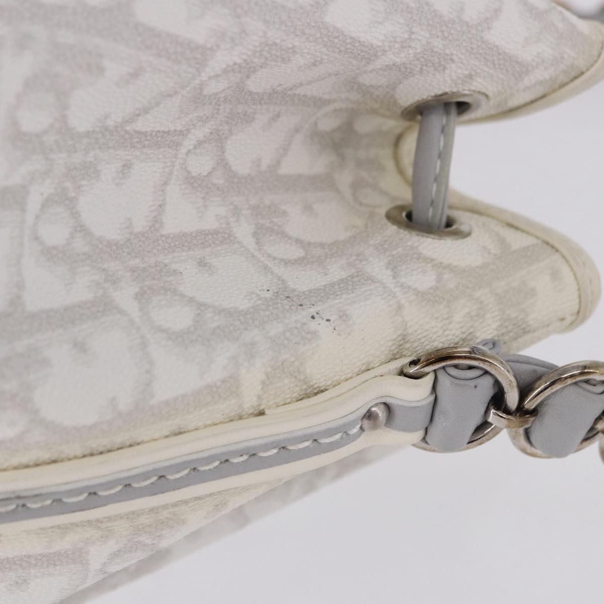 Christian Dior Trotter Romantic Chain Shoulder Bag PVC White Silver Auth 198528V