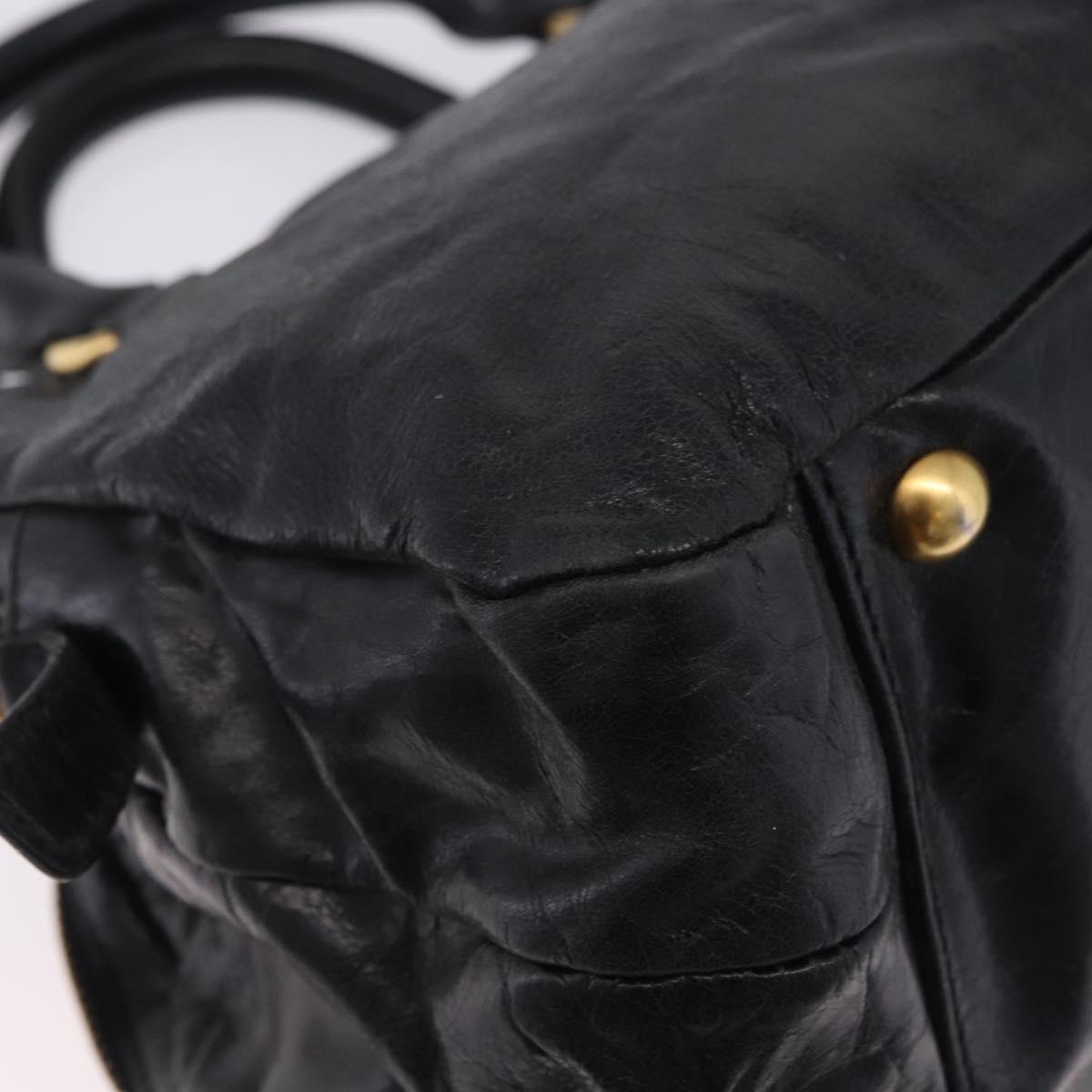 Miu Miu Hand Bag Vitellolux 2way Black Gold Auth 198533A
