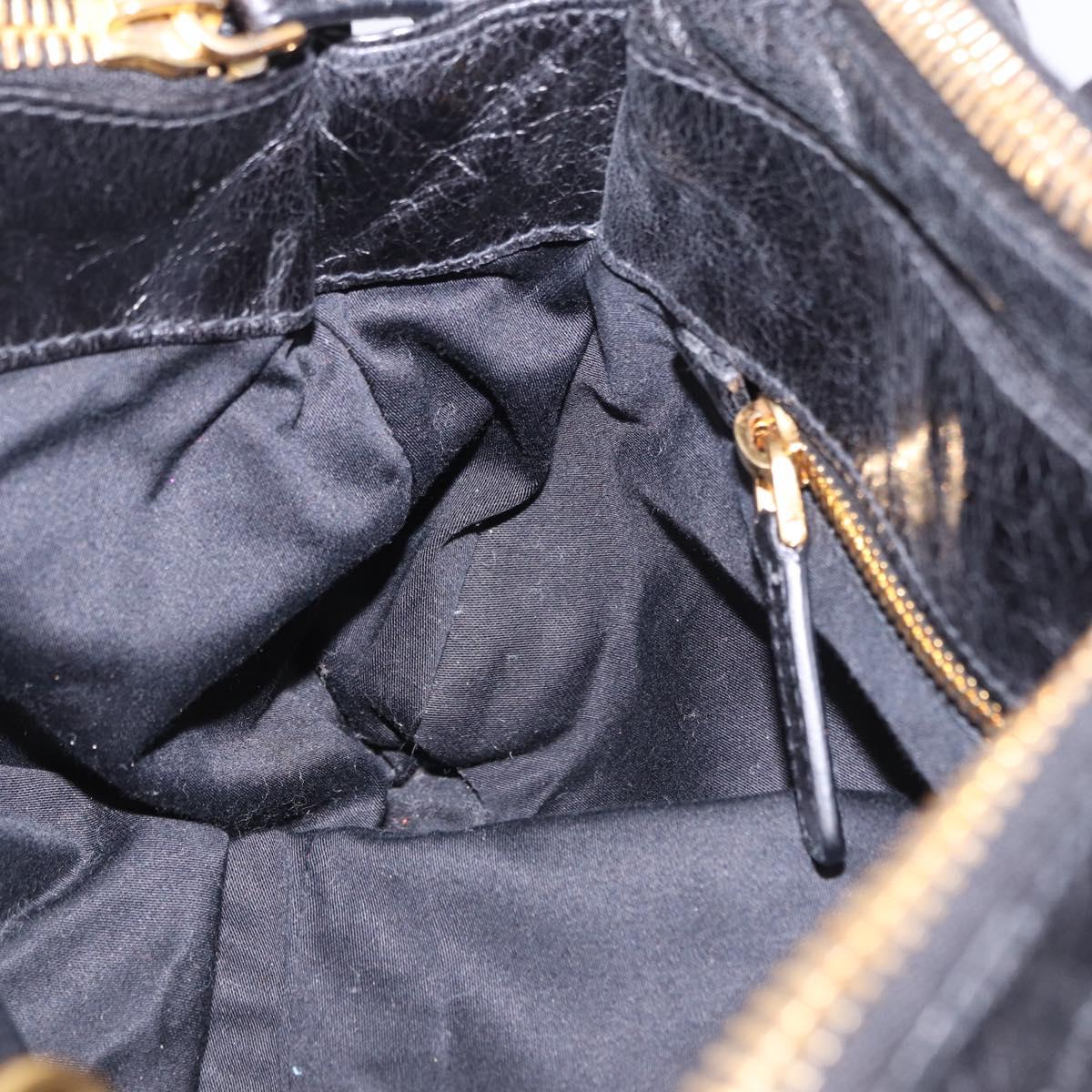 Miu Miu Hand Bag Vitellolux 2way Black Gold Auth 198533A